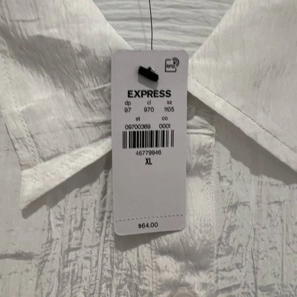 Express White Wrinkle Look Button Down Blouse NWT - Picture 6 of 7